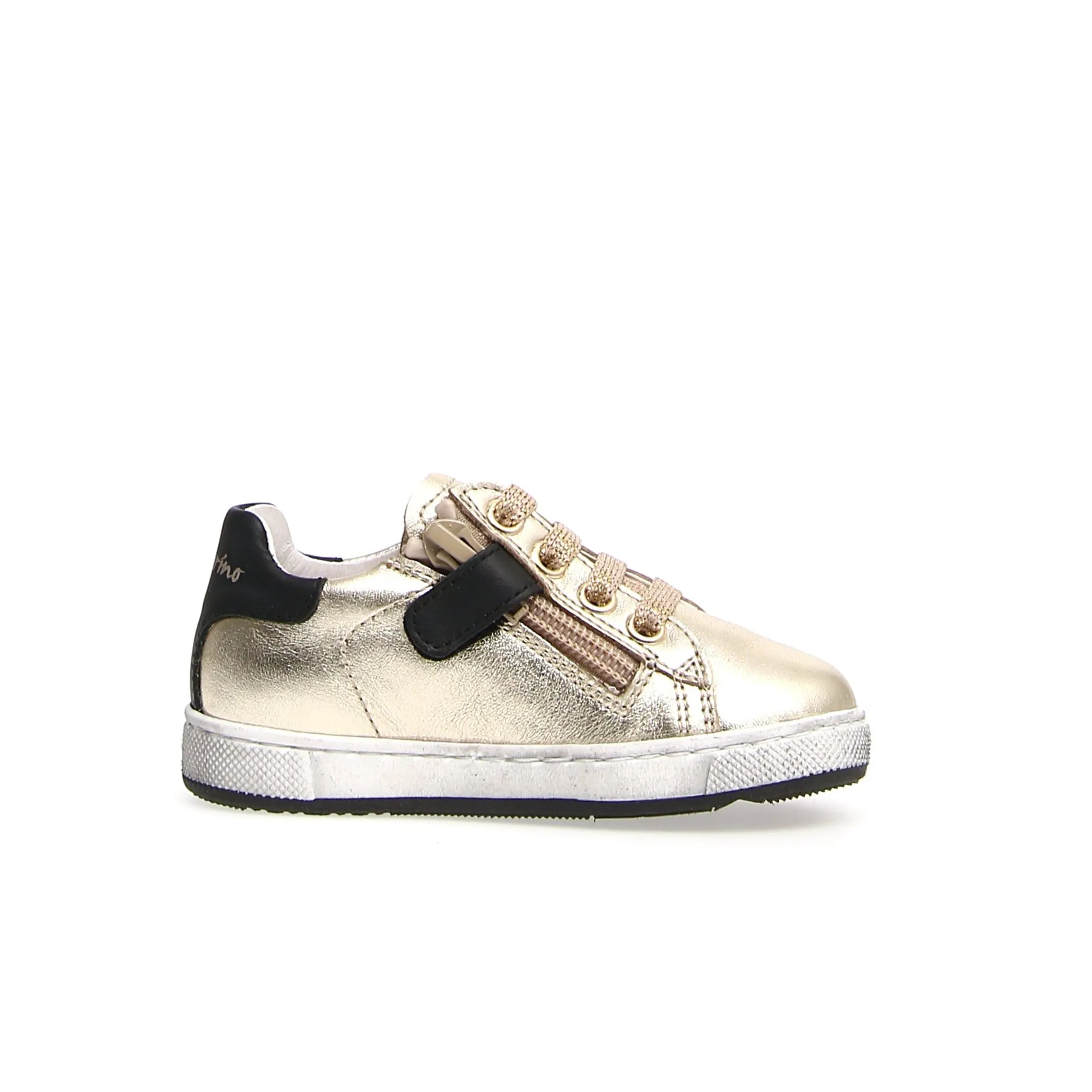 Naturino Girl's Hasselt Zip Metallic Sneaker Shoes - Gold/Black