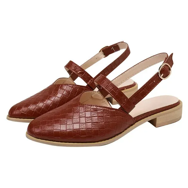 NEW DPTALR Women's Pointed Flat Shoes Weave Casual Shoes Solid Comfortable Sandals Shoes, Brown, Sz 9.5