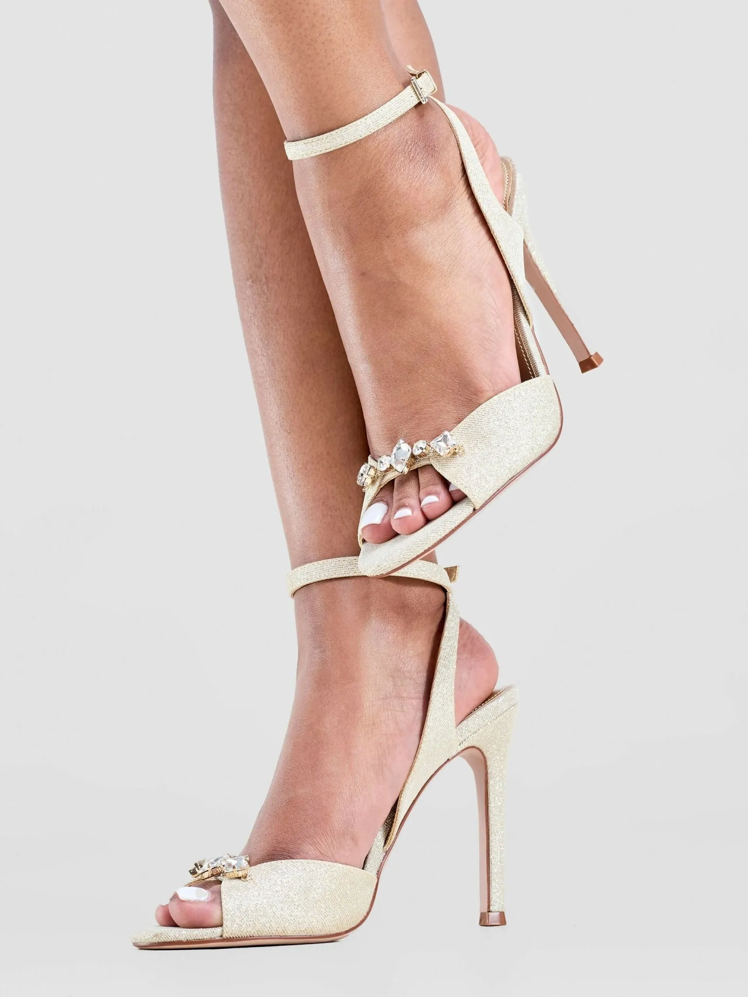 Nine West Fern Heel Sandals - Champagne