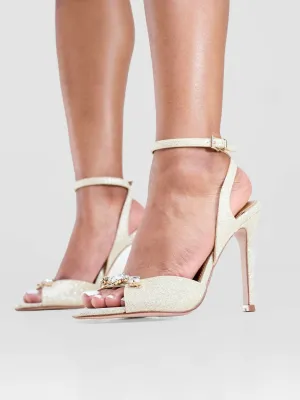 Nine West Fern Heel Sandals - Champagne