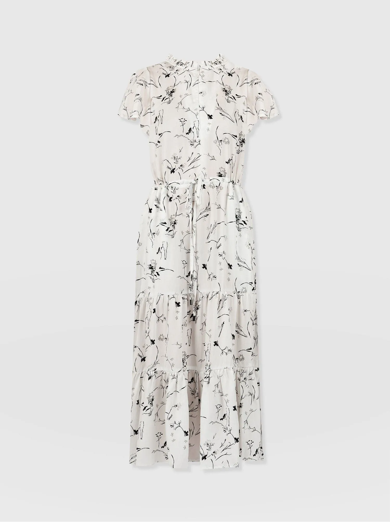 Olivia Flutter Sleeve Dress - White Floral