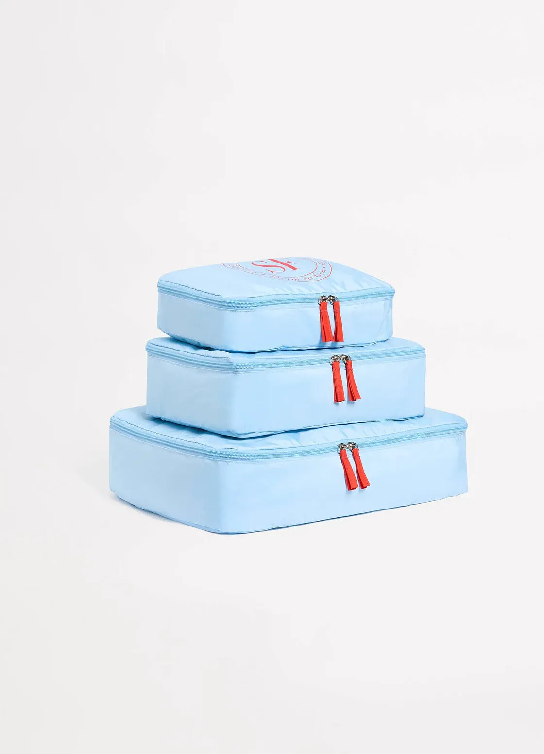 Pack of 3 Foldable Packing Cubes - Powder Blue