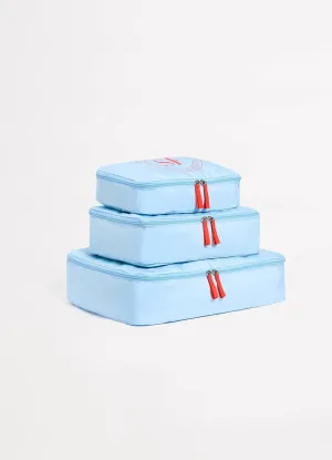 Pack of 3 Foldable Packing Cubes - Powder Blue