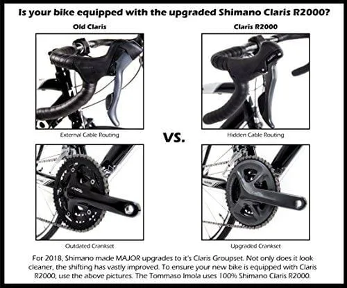Tommaso Imola Endurance Aluminum Road Bike, Shimano Claris R2000, 24 Speeds - Black - Medium